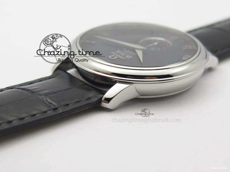 0311 De Ville MK 1:1 Best Edition SS Blue Dial On Black Leather Asian Seagull T1701 (Sec@6) Casual 8242